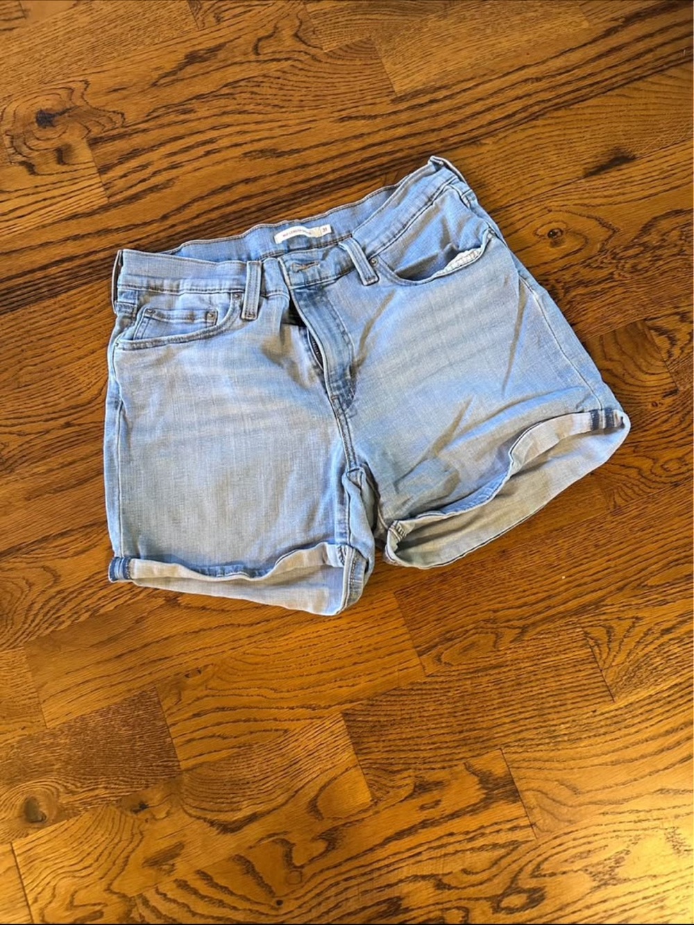 Levi's Light Blue Rolled Cuff Denim Shorts